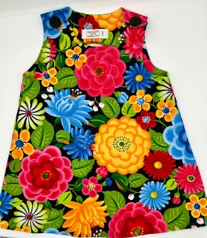 3 Y Jumper - Black w/Multi Colored Floweres Vintage Print