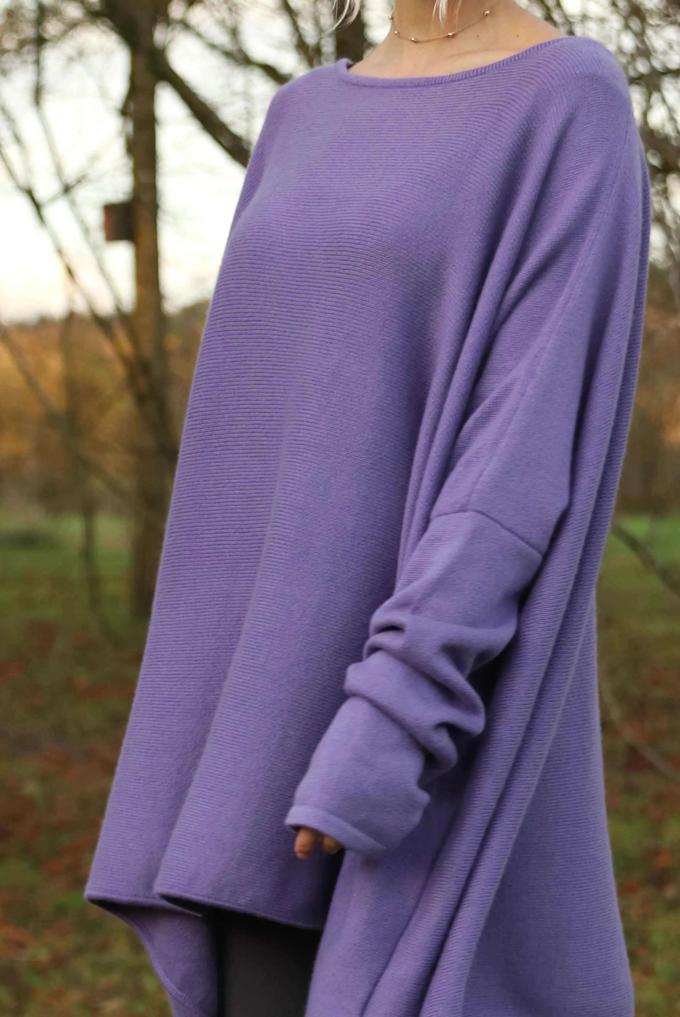 4 PLY CASHMERE SNUGGLE BOX JUMPER LAVENDER
