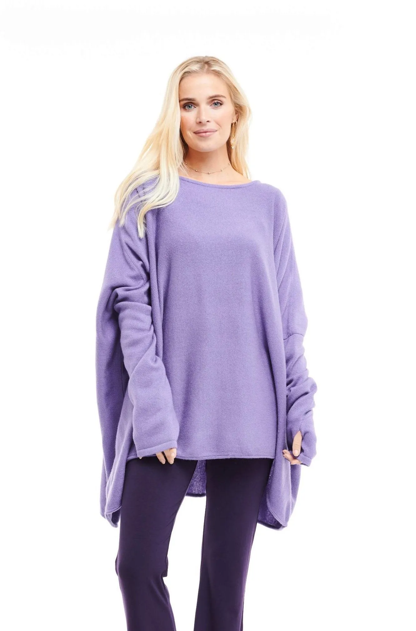 4 PLY CASHMERE SNUGGLE BOX JUMPER LAVENDER