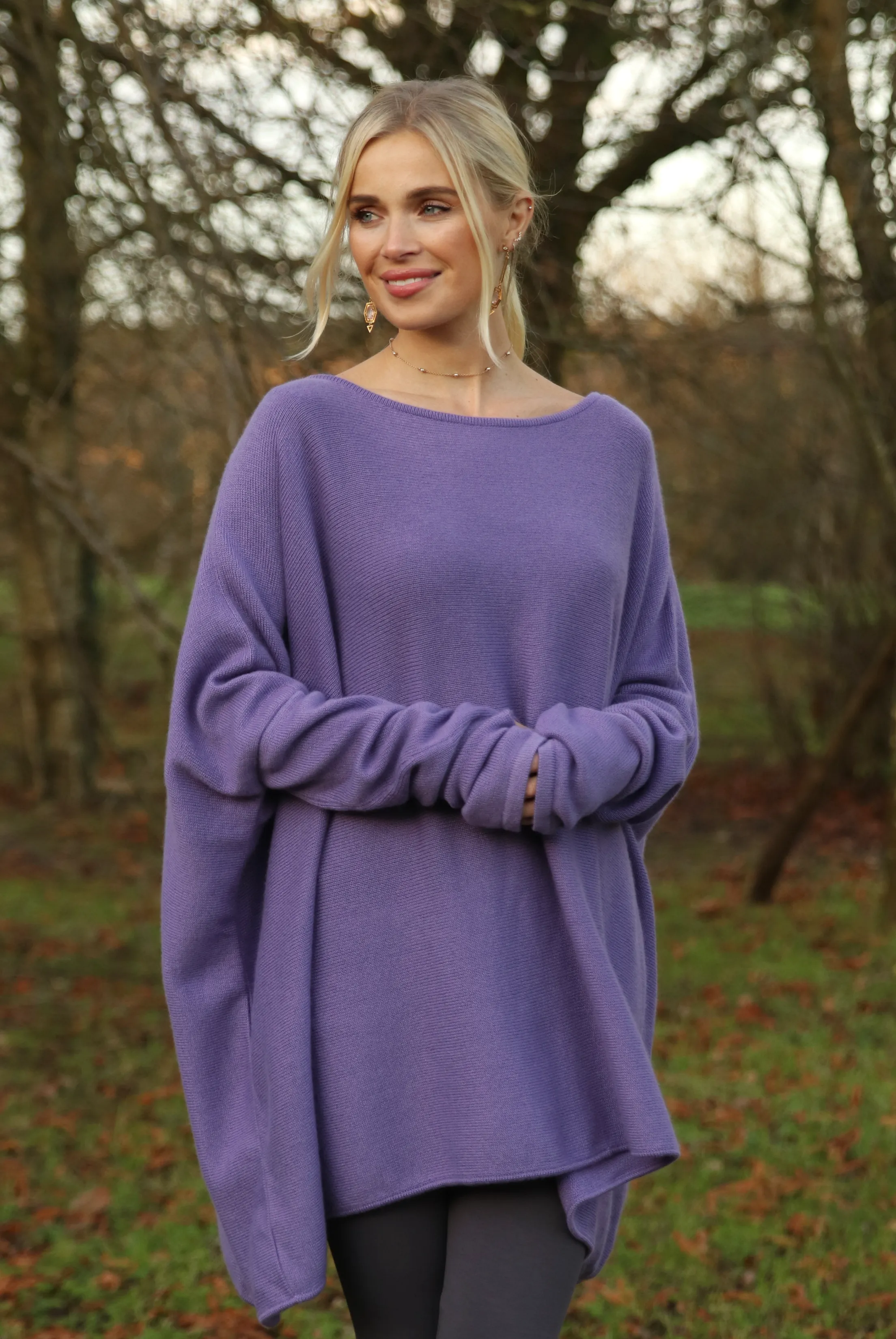 4 PLY CASHMERE SNUGGLE BOX JUMPER LAVENDER