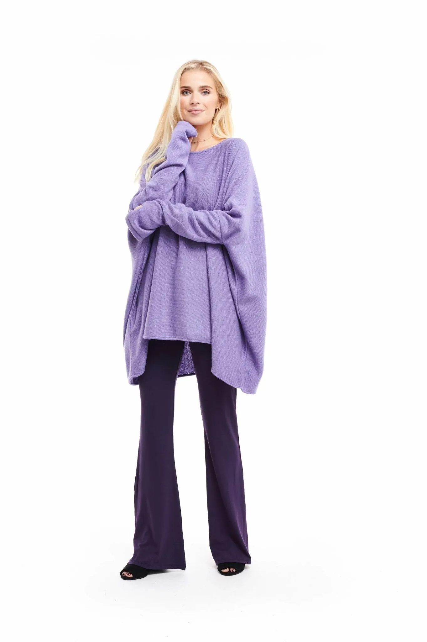 4 PLY CASHMERE SNUGGLE BOX JUMPER LAVENDER