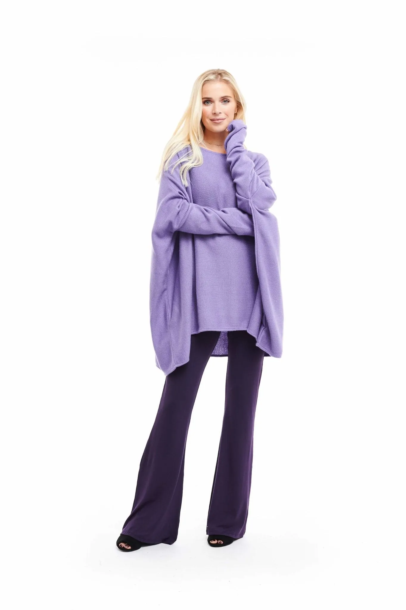 4 PLY CASHMERE SNUGGLE BOX JUMPER LAVENDER