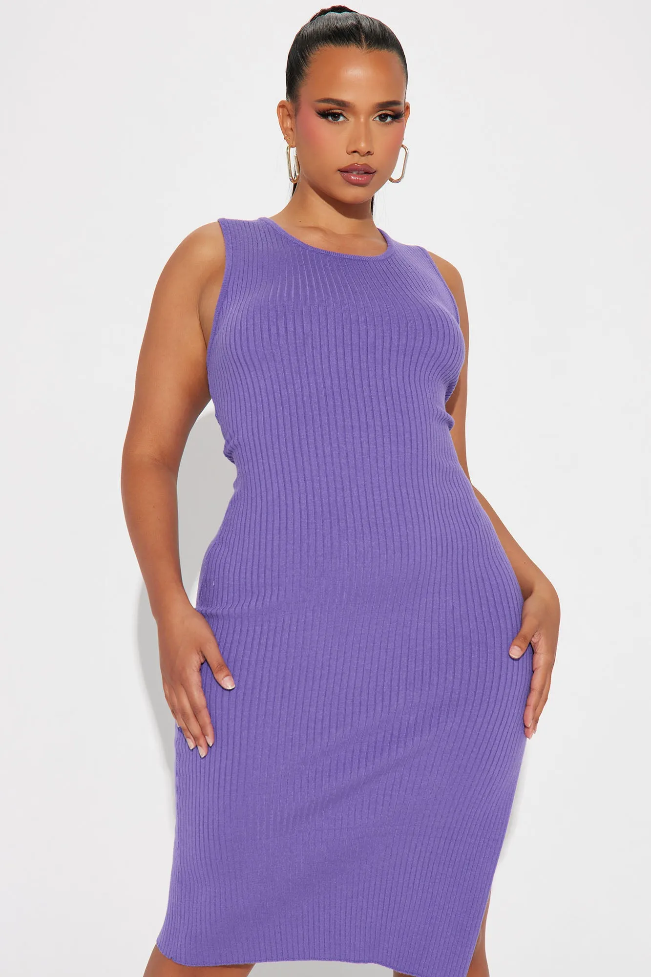 Alyssa Sweater Midi Dress - Purple