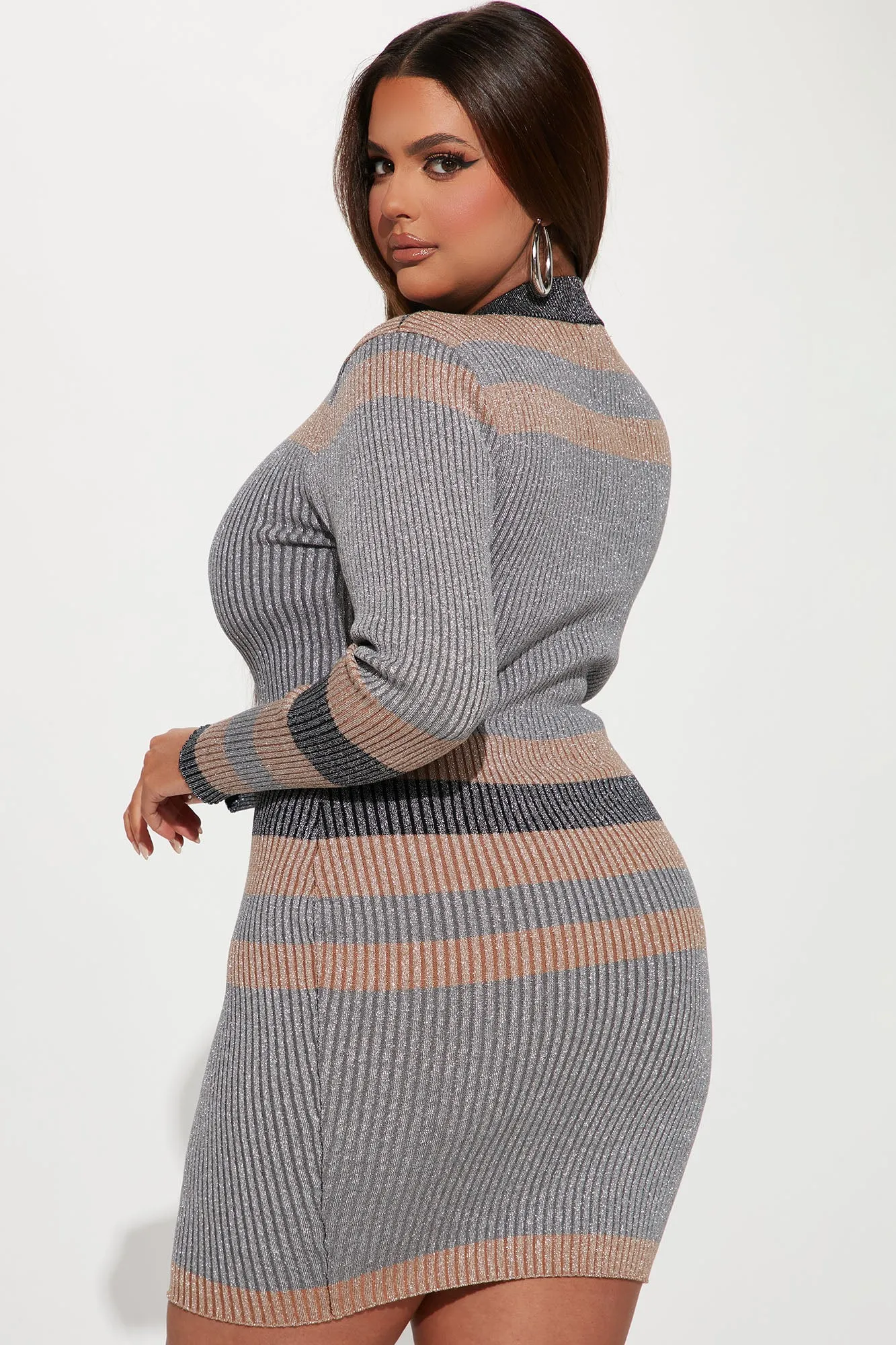 Americano Sweater Mini Dress - Grey/combo