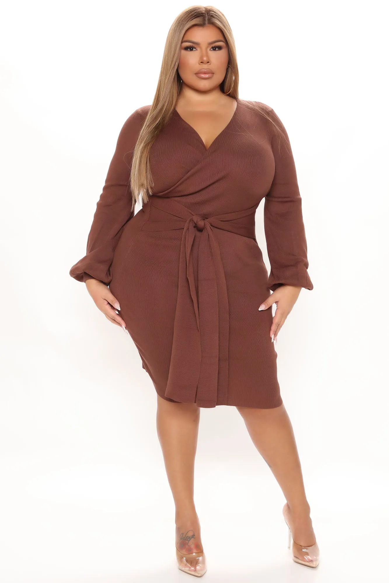 Anais Sweater Midi Dress - Brown