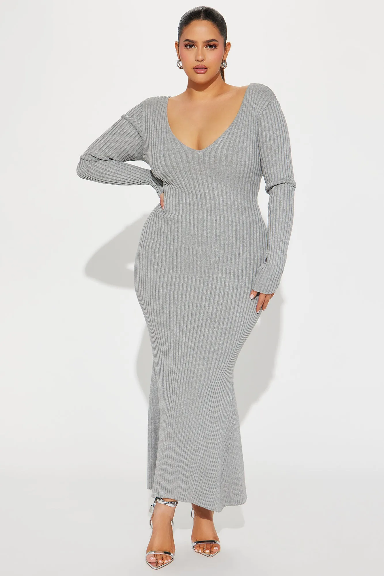 Aries Sweater Maxi Dress - Heather Grey
