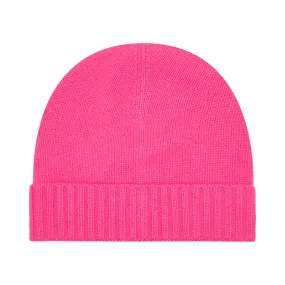 Cashmere Turn Back Hat in Neon Pink