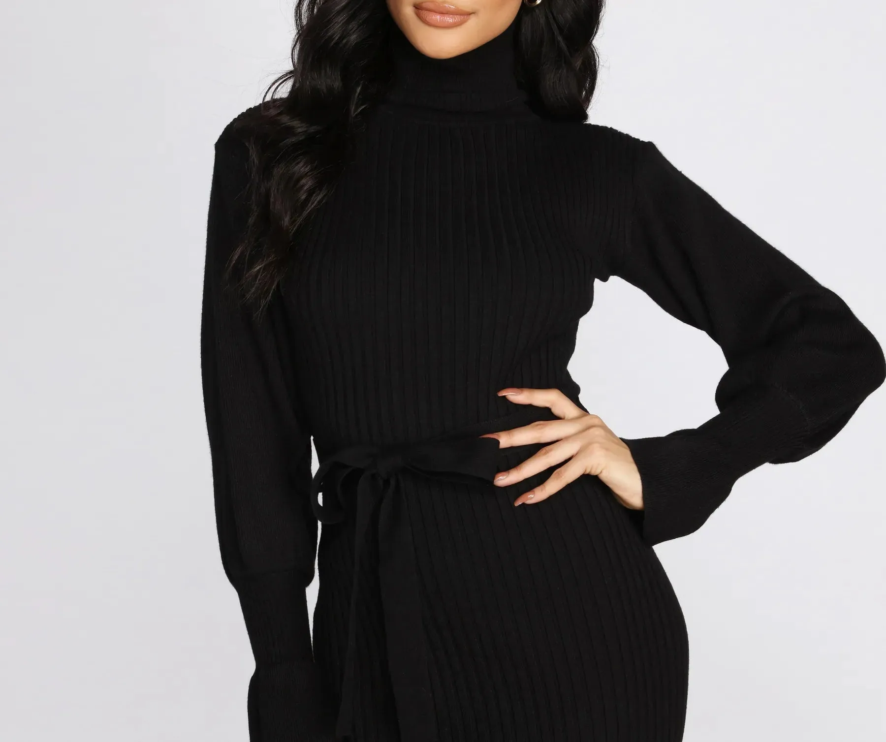 Caught In The Midi Turtleneck Sweater Dress