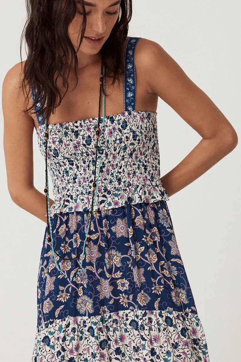 Clairvoyant Strappy Shirred Maxi Dress