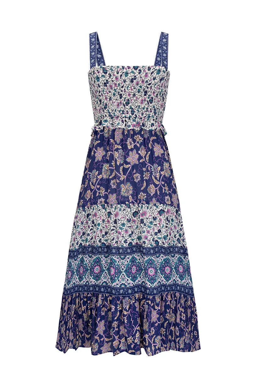 Clairvoyant Strappy Shirred Maxi Dress