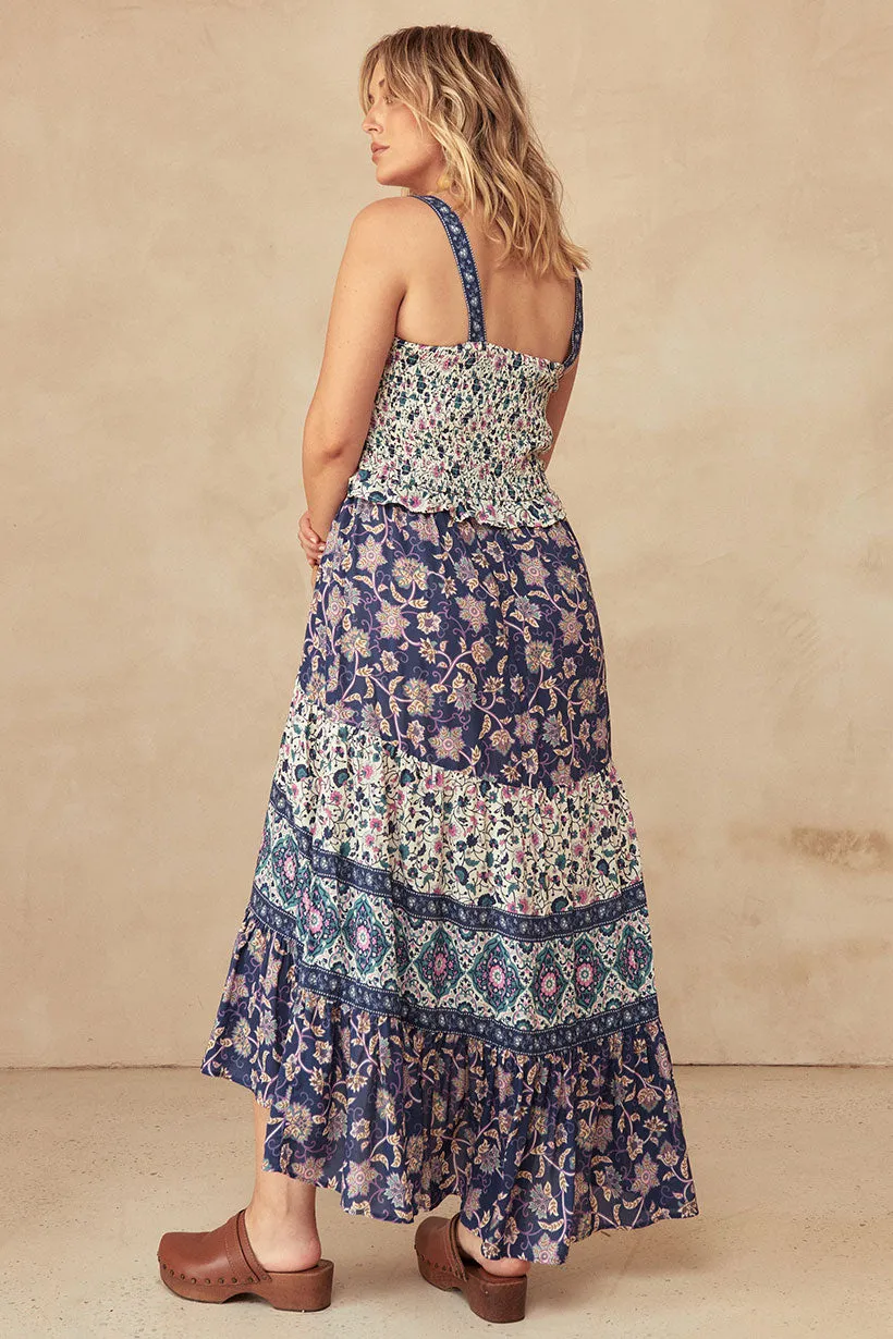 Clairvoyant Strappy Shirred Maxi Dress