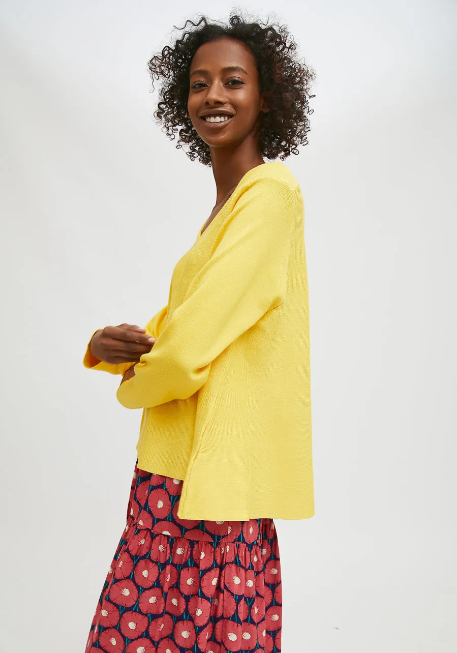 Compania Fantastica Flared Cut Knitted Jumper Yellow