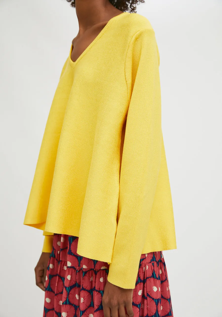 Compania Fantastica Flared Cut Knitted Jumper Yellow