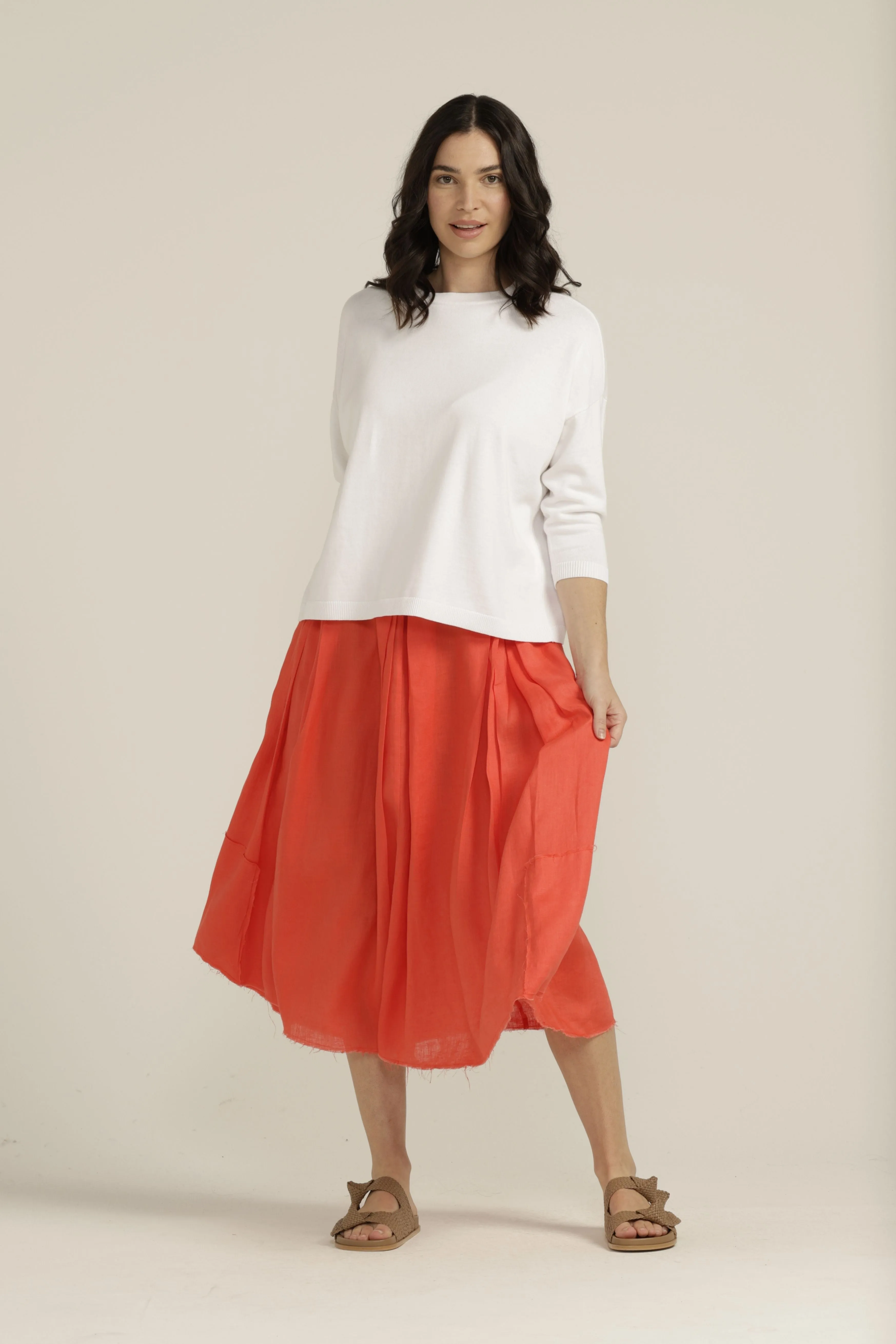 Cotton 3/4 Sleeve Jumper White