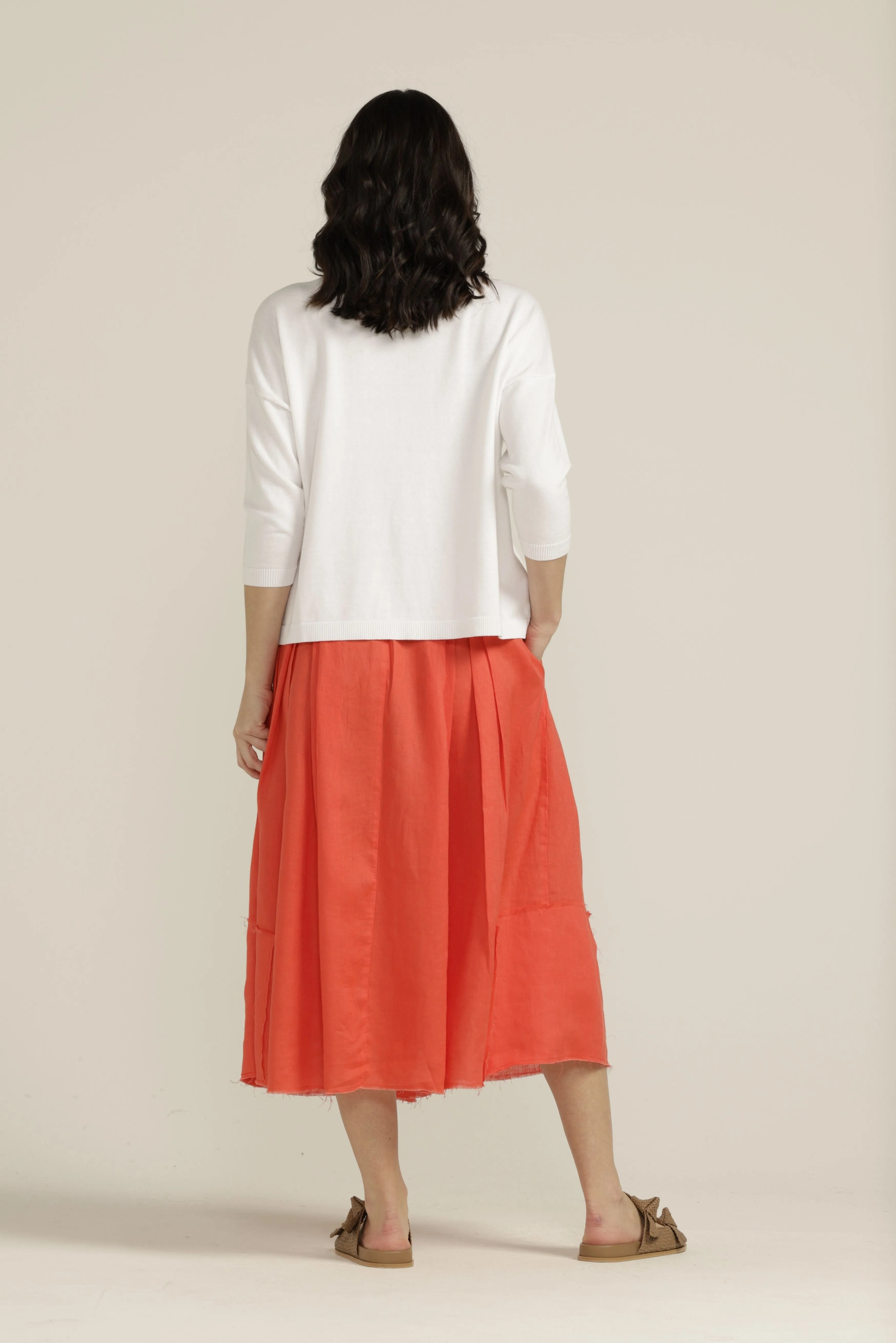 Cotton 3/4 Sleeve Jumper White