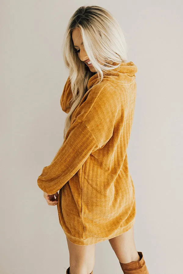 Cozy Classic Chenille Sweater Dress In Camel