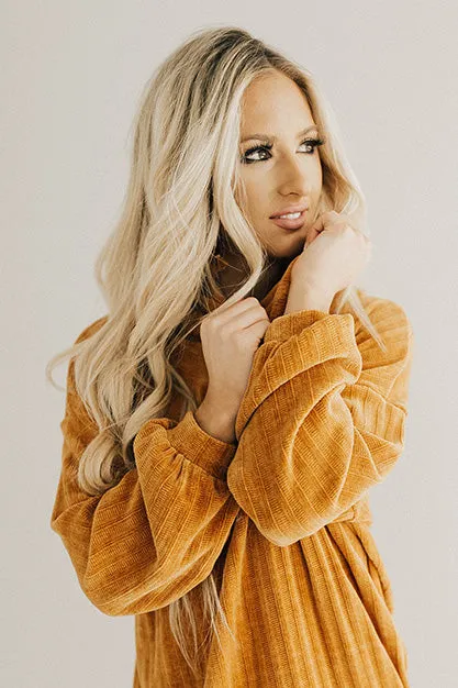 Cozy Classic Chenille Sweater Dress In Camel