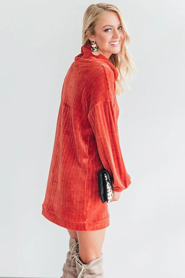 Cozy Classic Chenille Sweater Dress in Rust