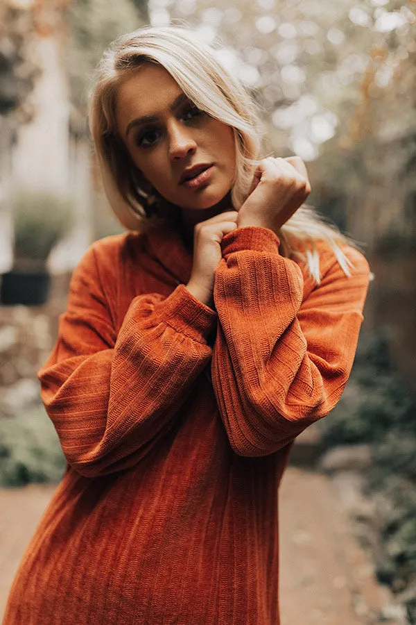 Cozy Classic Chenille Sweater Dress in Rust