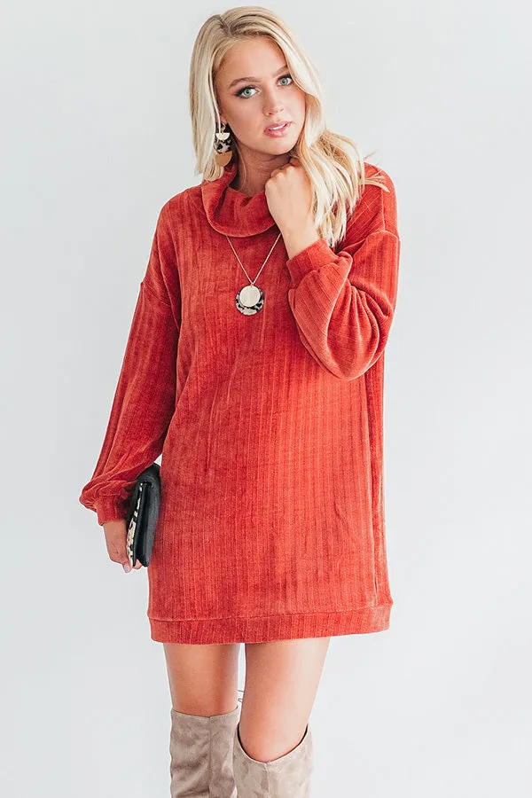 Cozy Classic Chenille Sweater Dress in Rust