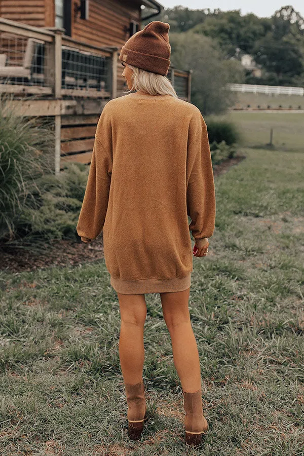 Cozy Memories Sweater Dress In Light Camel