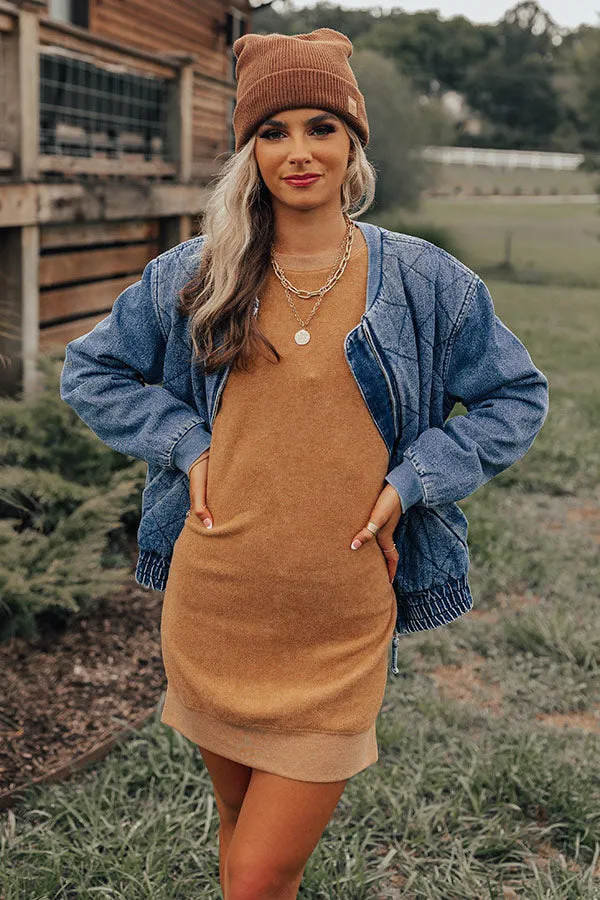 Cozy Memories Sweater Dress In Light Camel