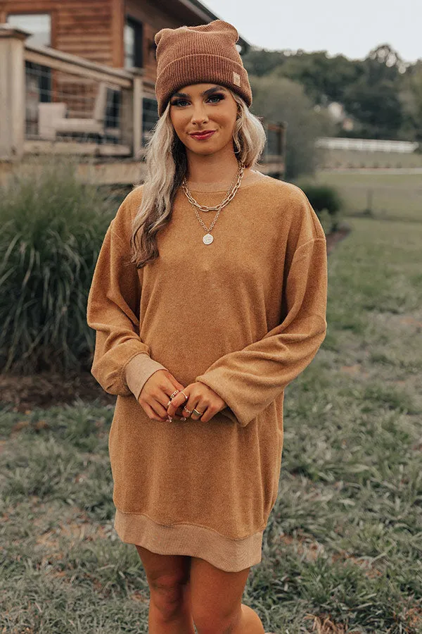 Cozy Memories Sweater Dress In Light Camel