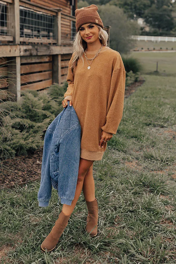 Cozy Memories Sweater Dress In Light Camel