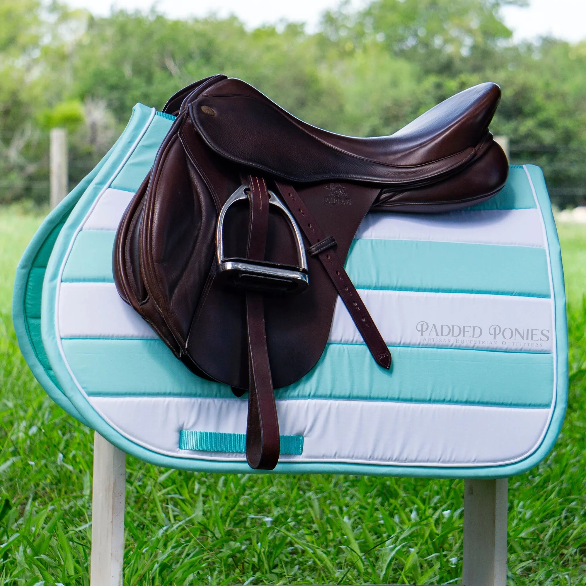 Custom Solid Color Stripes Saddle Pad
