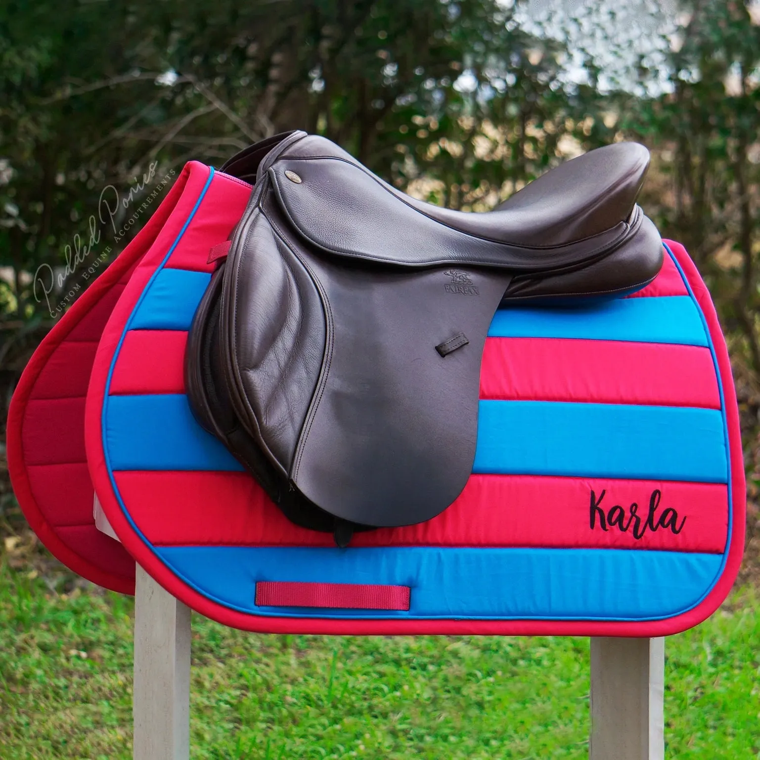 Custom Solid Color Stripes Saddle Pad