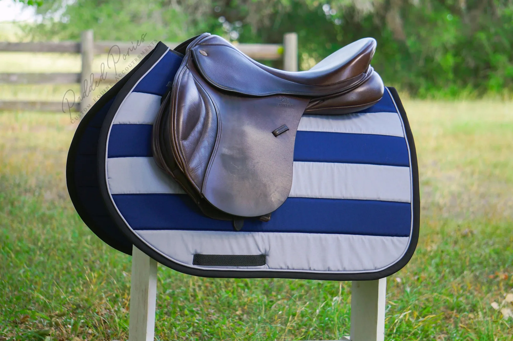 Custom Solid Color Stripes Saddle Pad