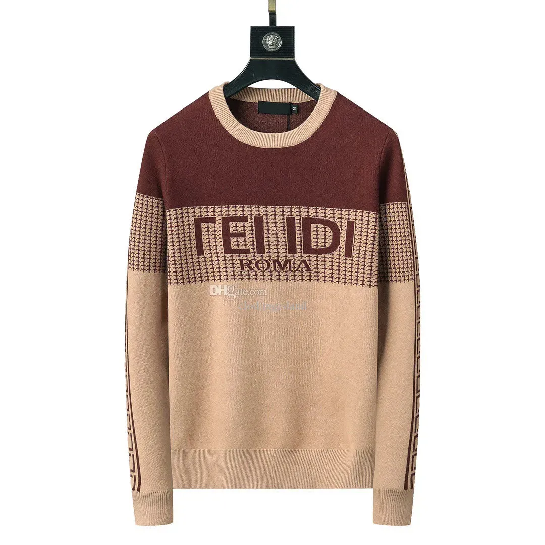 Designer Jacquard Plaid Men's Sweater Loose Relaxed Pullover Knitted Trendy Women's Shirt Long Sleeve Warm Letter Printing Autumn/Winter Versatile M-XXXL