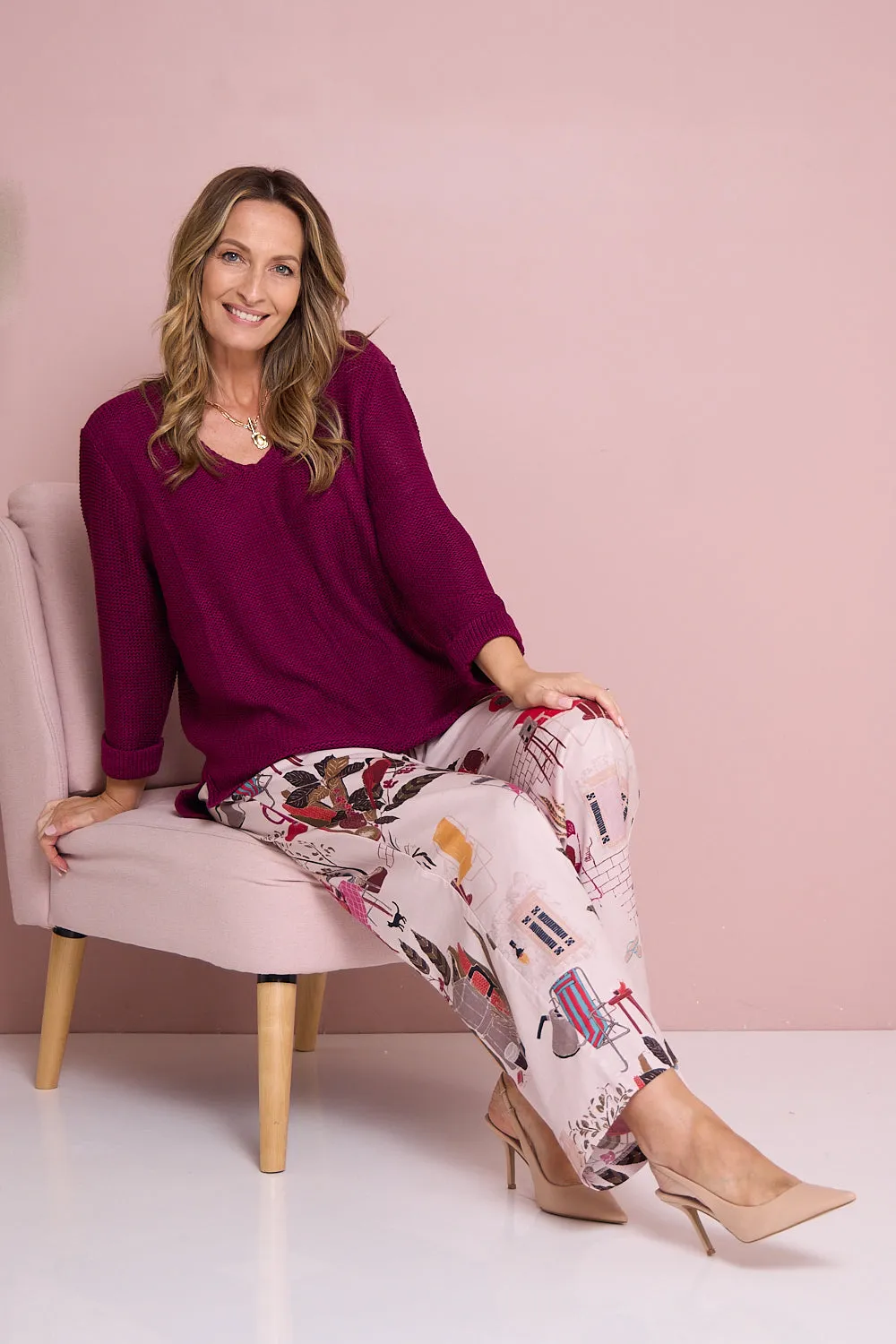 Emmy Cotton Knit Jumper - Plum
