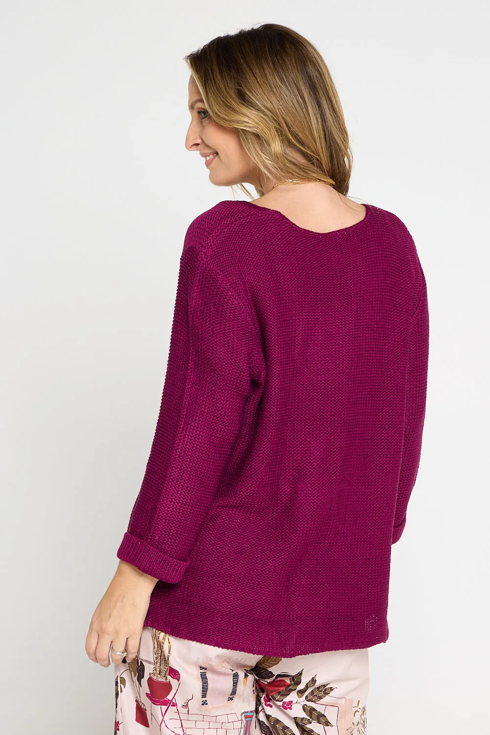 Emmy Cotton Knit Jumper - Plum