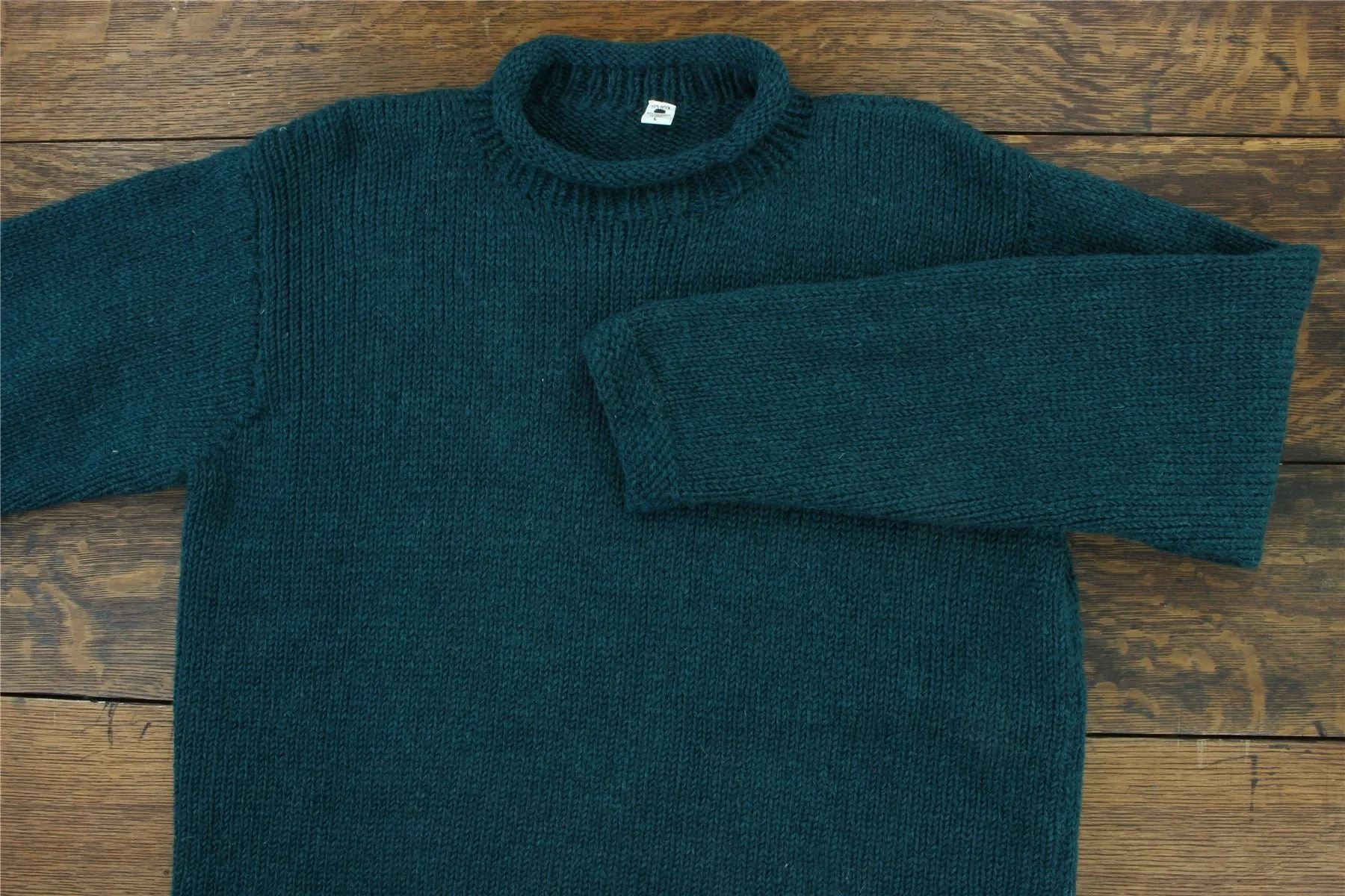 Hand Knitted Wool Jumper - Plain Teal