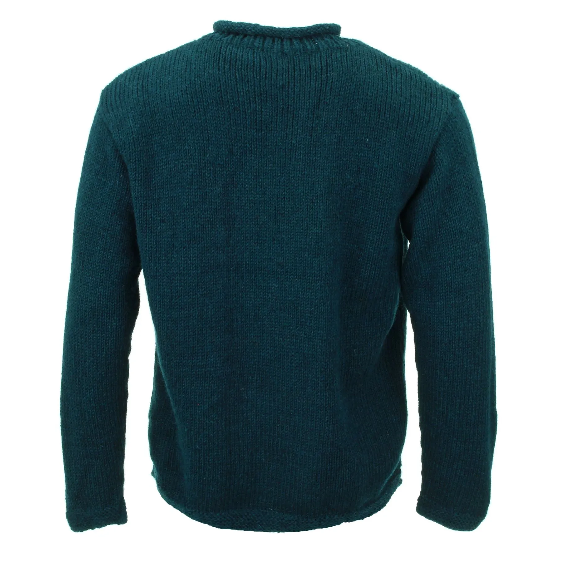 Hand Knitted Wool Jumper - Plain Teal