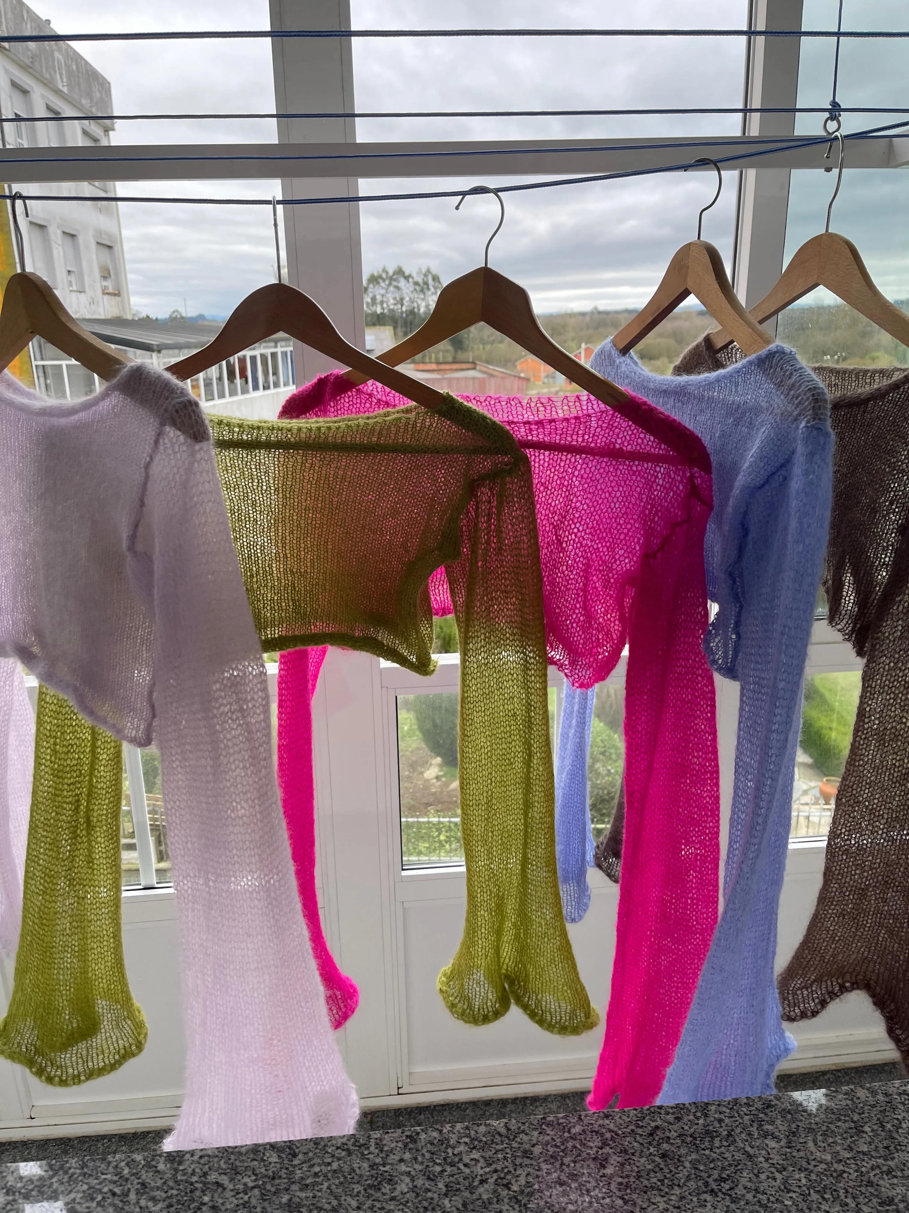 Handmade knitted lilac mohair cropped jumper