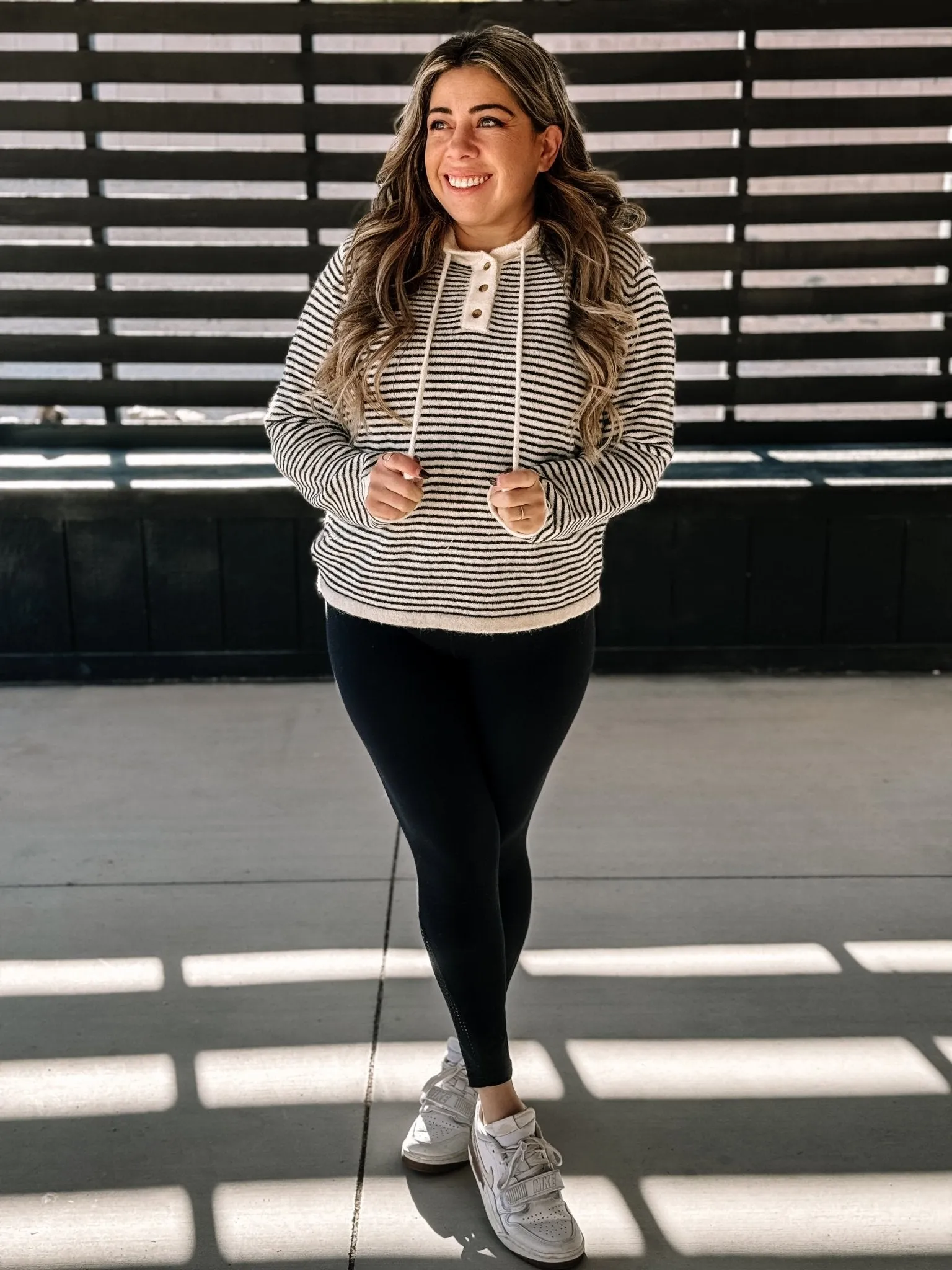 Harbor Breeze Athlesiure Hooded Sweater, Black and Cream