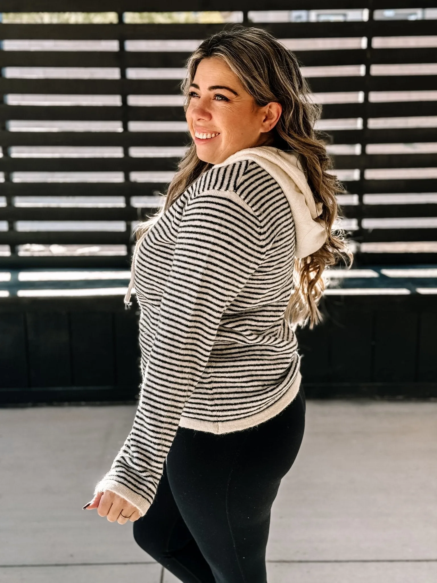 Harbor Breeze Athlesiure Hooded Sweater, Black and Cream