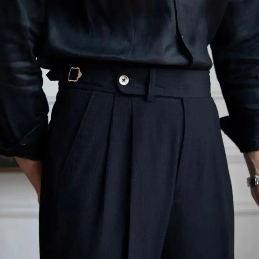 High-waist belt design trousers