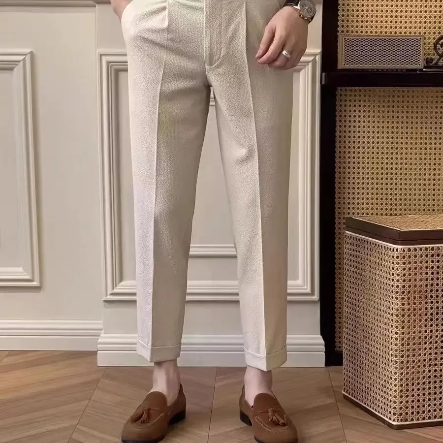 High-waist belt design trousers
