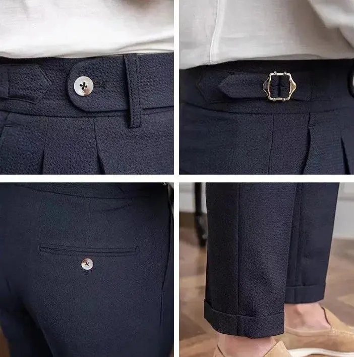 High-waist belt design trousers