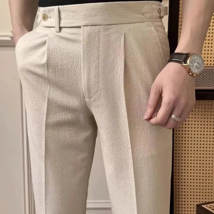 High-waist belt design trousers