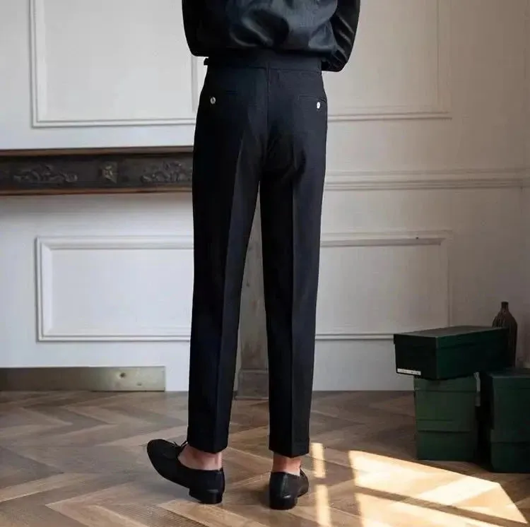 High-waist belt design trousers