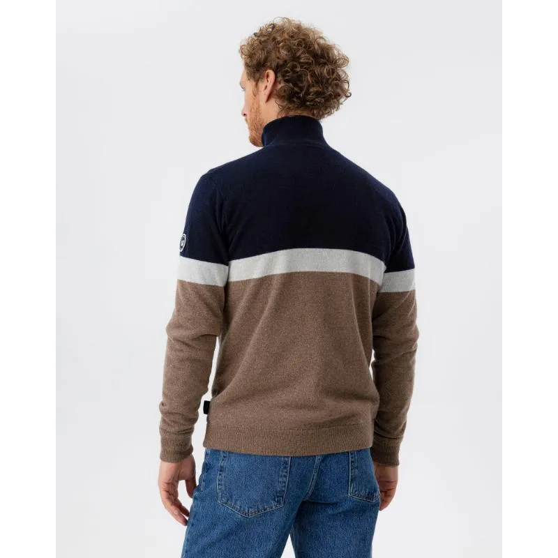 Holebrook Stellan Windproof Mens Merino 1/4 Zip Jumper - Walnut Multi Colour