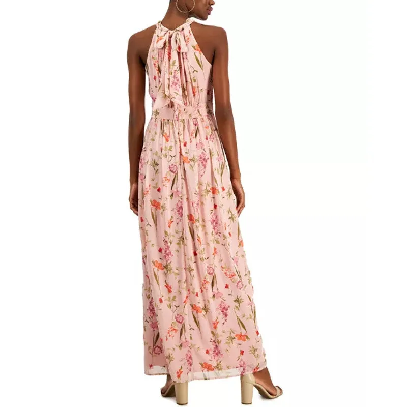 I.N.C. INTERNATIONAL CONCEPTS Halter-Neck Maxi Dress 4 Blush Combo Floral NWT