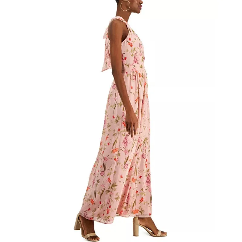 I.N.C. INTERNATIONAL CONCEPTS Halter-Neck Maxi Dress 4 Blush Combo Floral NWT