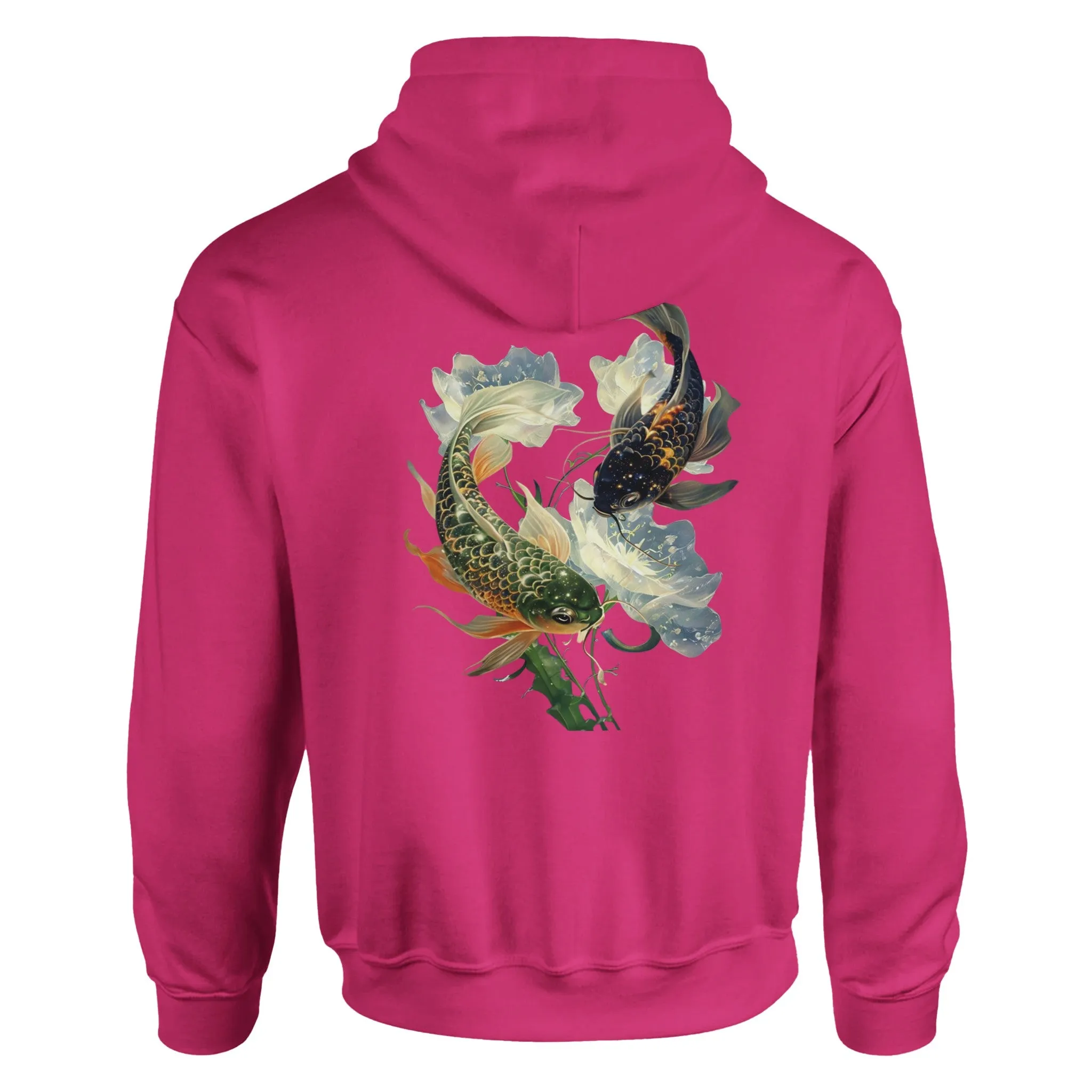 Japanese Koi Fish Couples Hoodie Asian Art Nouveau Floral Pond Nautical Animal Sweater Unisex Top Urban Spring Shirt Japan Tokyo Hooded Sweatshirt