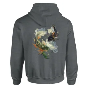 Japanese Koi Fish Couples Hoodie Asian Art Nouveau Floral Pond Nautical Animal Sweater Unisex Top Urban Spring Shirt Japan Tokyo Hooded Sweatshirt