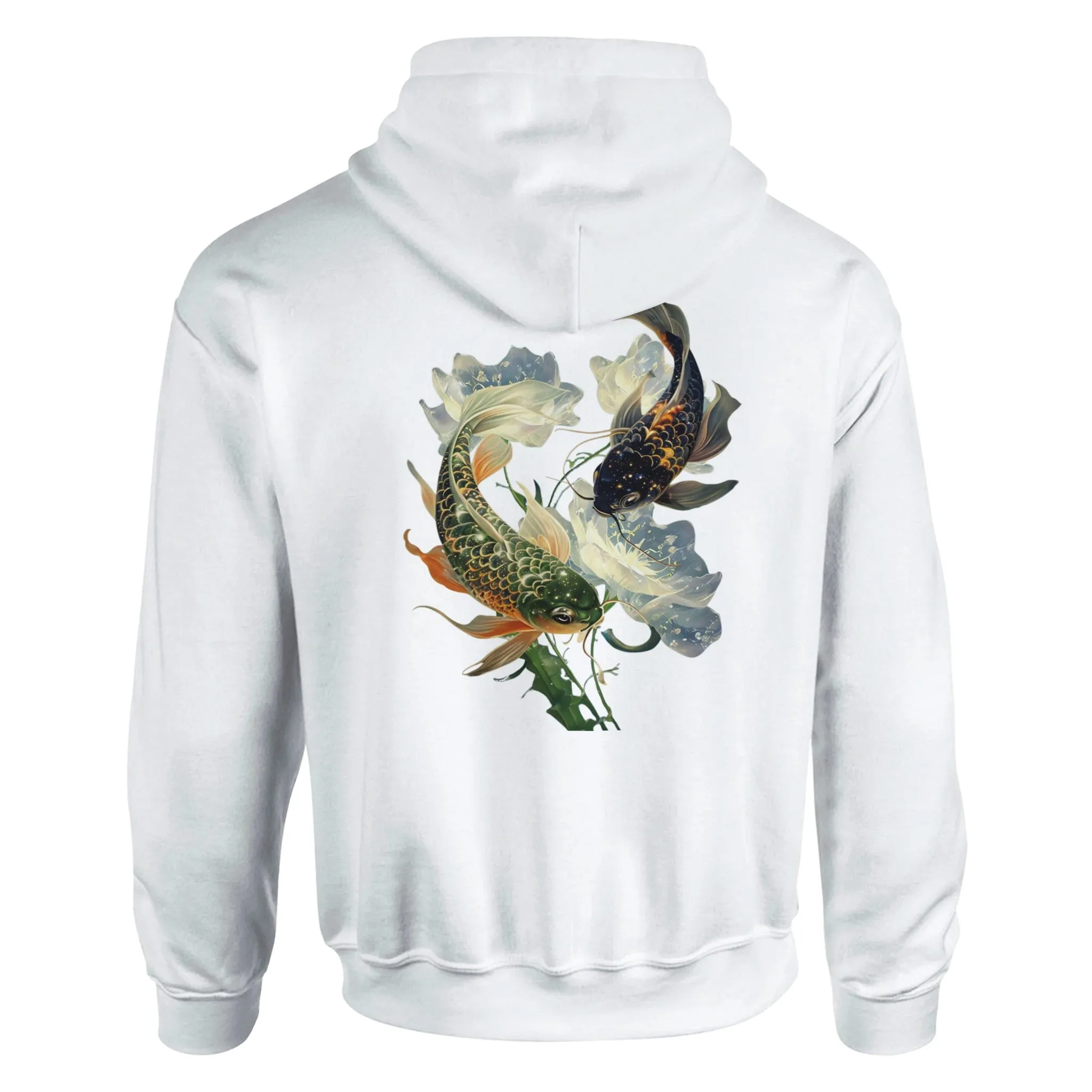 Japanese Koi Fish Couples Hoodie Asian Art Nouveau Floral Pond Nautical Animal Sweater Unisex Top Urban Spring Shirt Japan Tokyo Hooded Sweatshirt